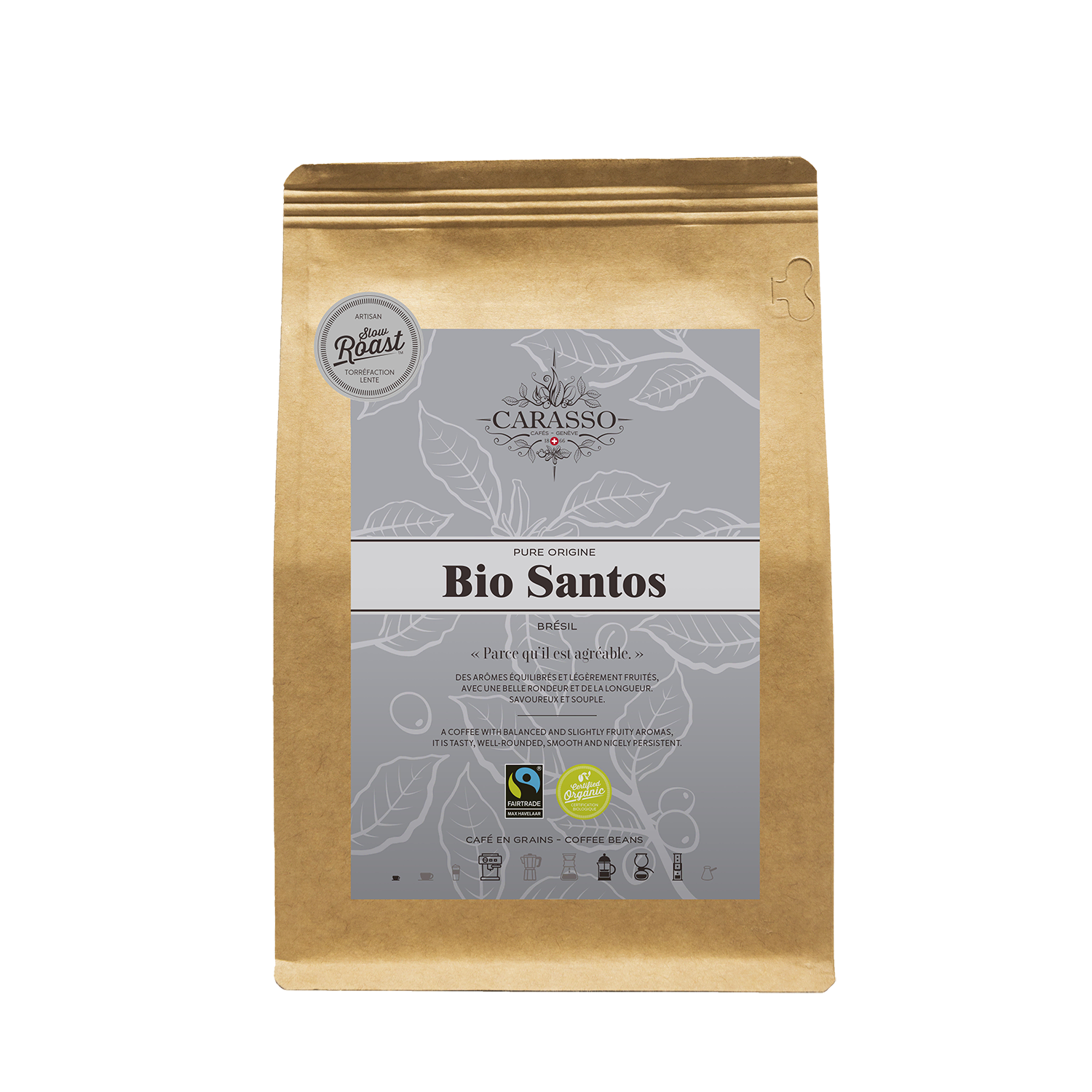 Café en grain ou moulu Bio Santos