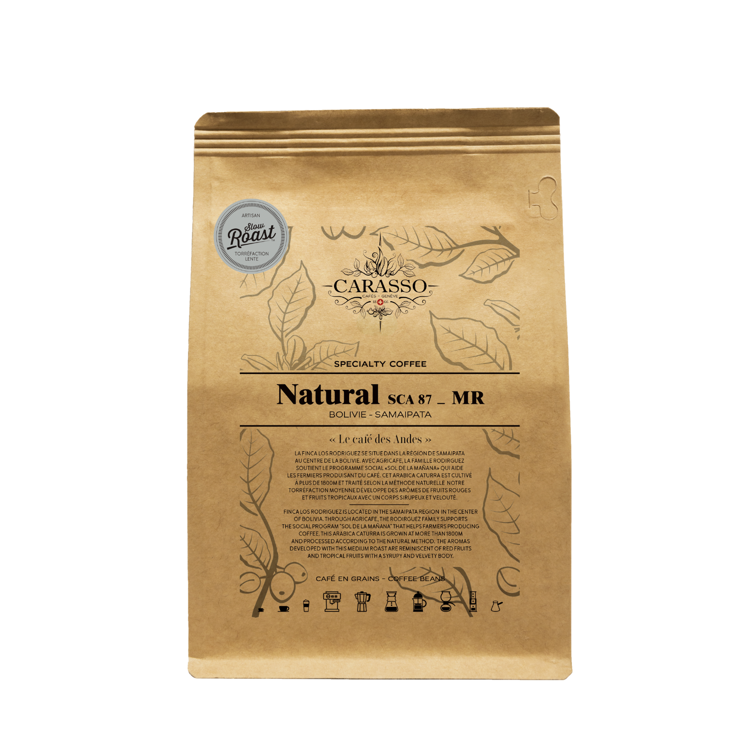Naural SCA 87 MR coffee in beans or ground - Bolivia