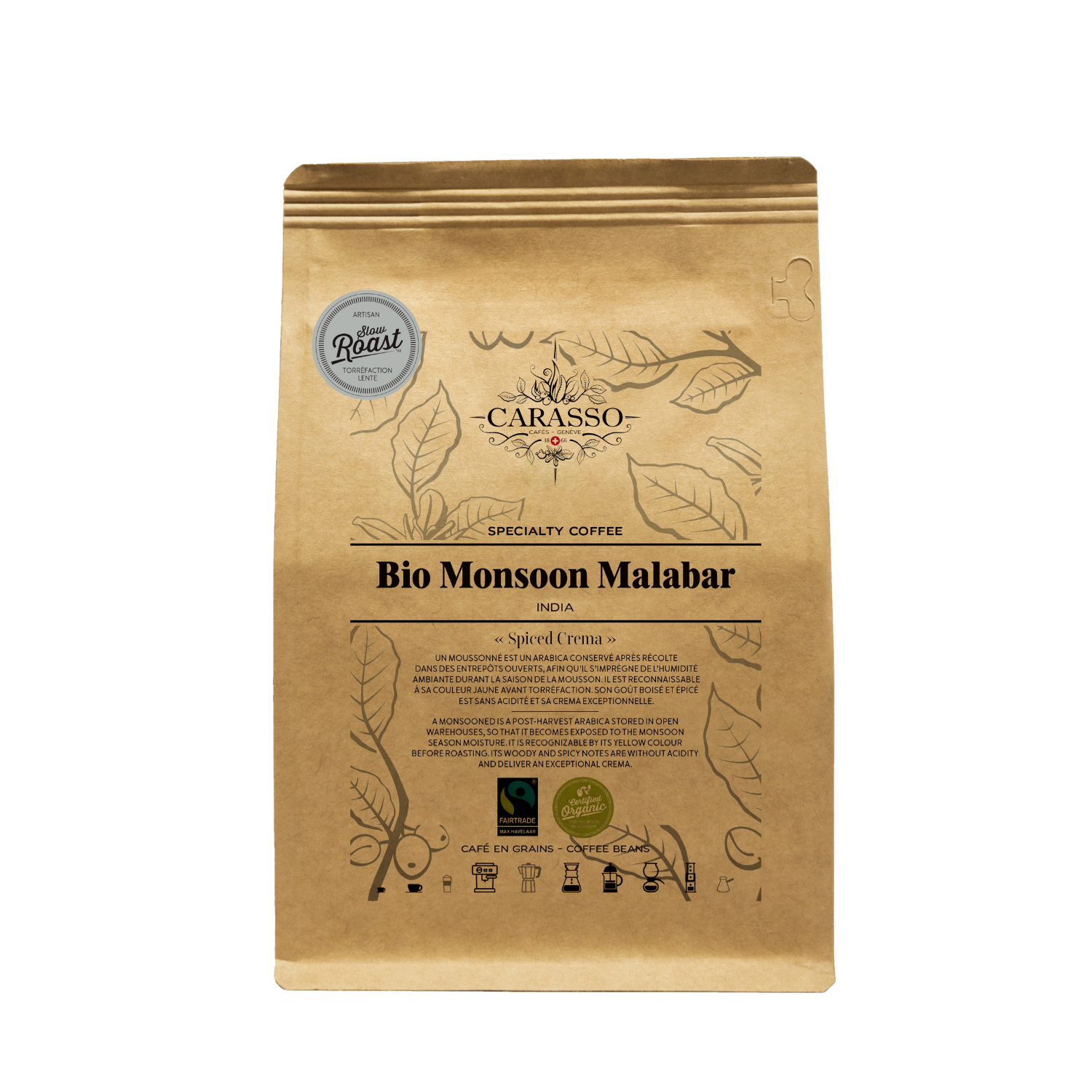 Café en grain ou moulu Bio Monsoon Malabar - Inde